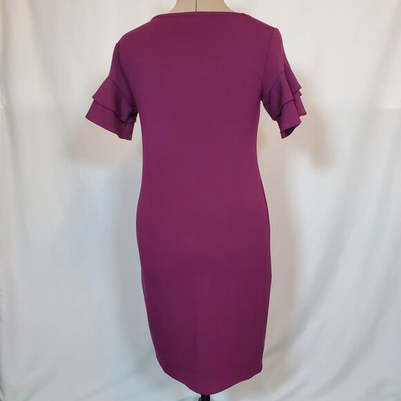 WHBM White House Black Market Sheath Dress XS Purple Short Sleeves Stretch Knit - Picture 5 of 13